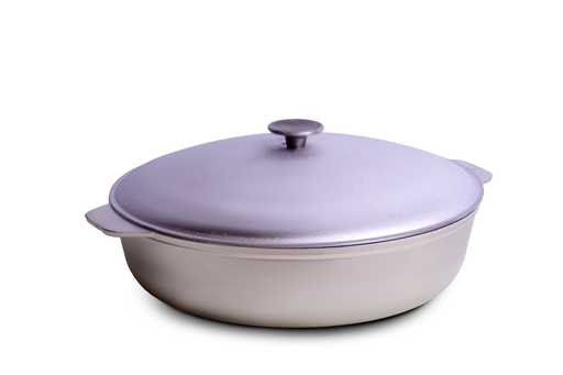 [D41281] Frying pan with two aluminum handles and aluminum lid, d. 280 mm
