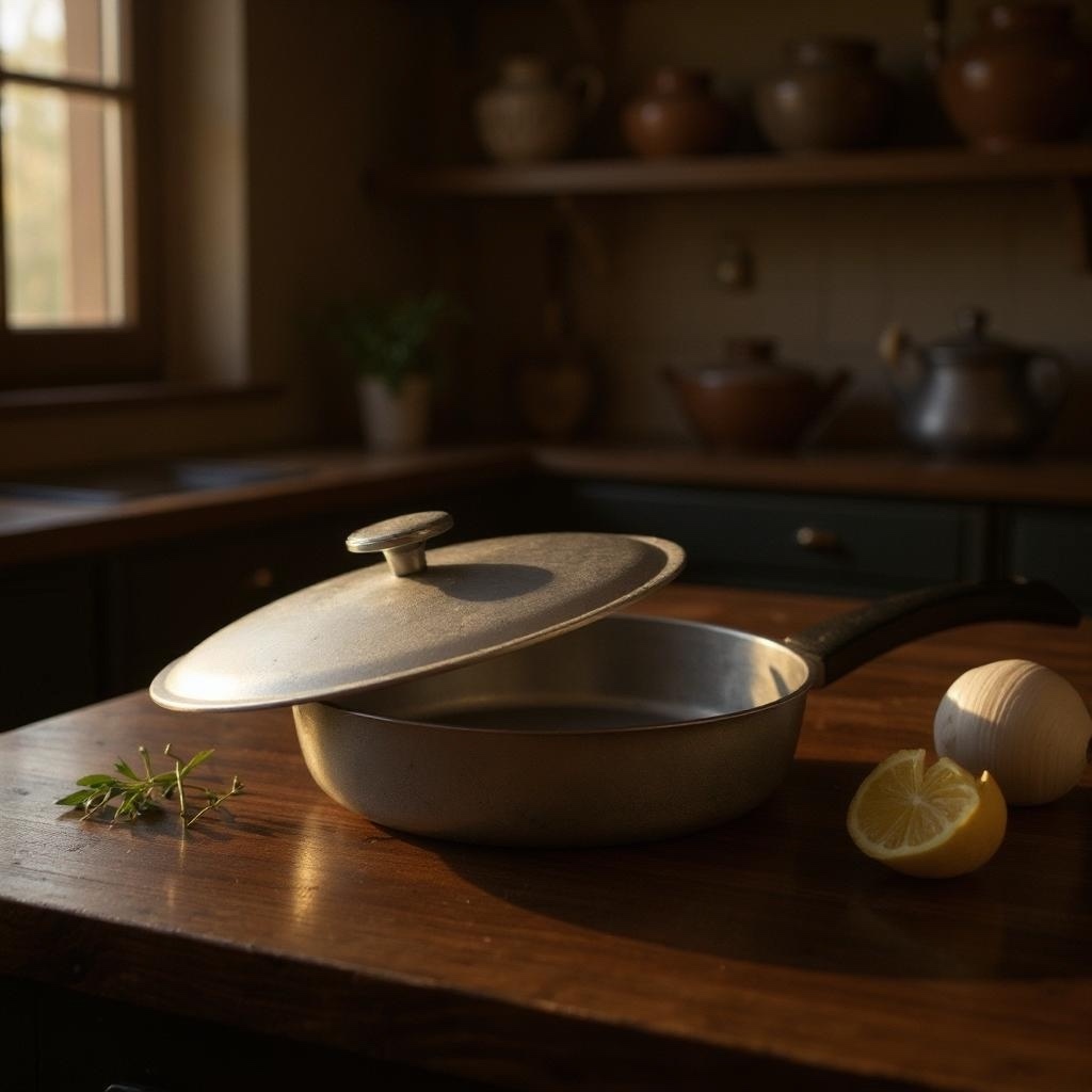 Сковорода алюминиевая ссср з алюмінієвою кришкою, d. 220 мм