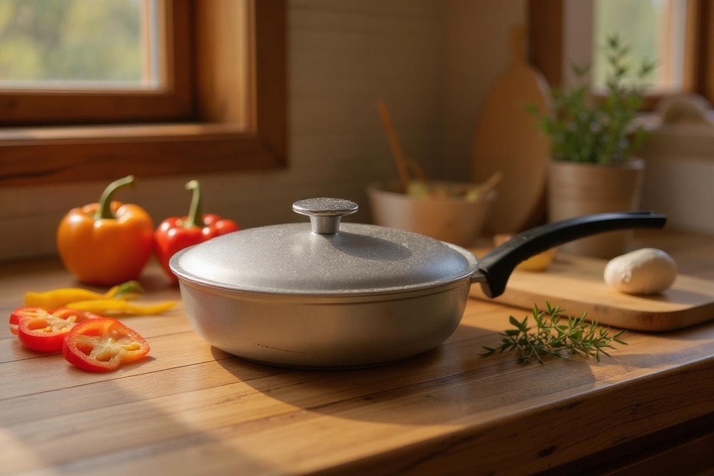 Сковорода опт з алюмінієвою кришкою, d. 220 мм