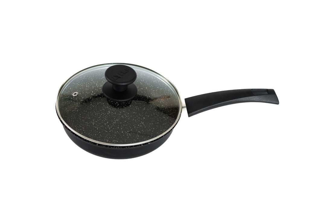 Сковорода глибока дешева зі скл. кришкою, d. 240 мм