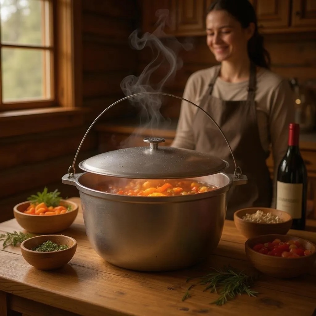 Казан 4 литра з алюмінієвою кришкою похідний, об'єм 4л