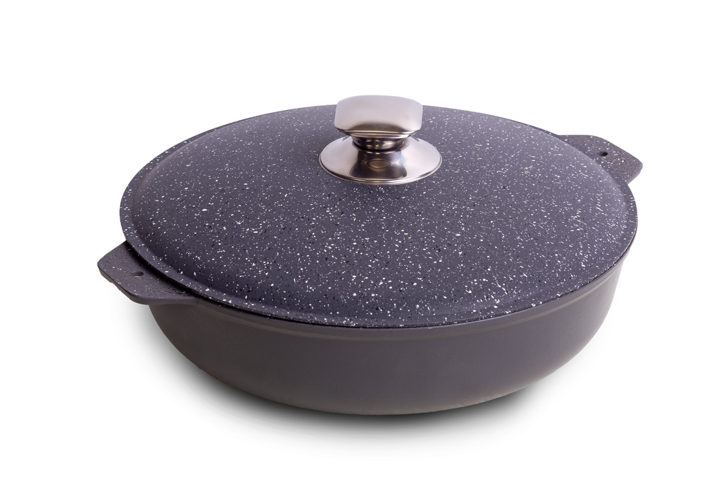 Frying pan with two aluminum handles with aluminum lid, d. 280mm