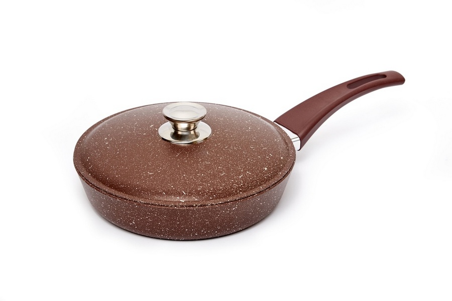 Frying pan with aluminum lid,d. 220 mm