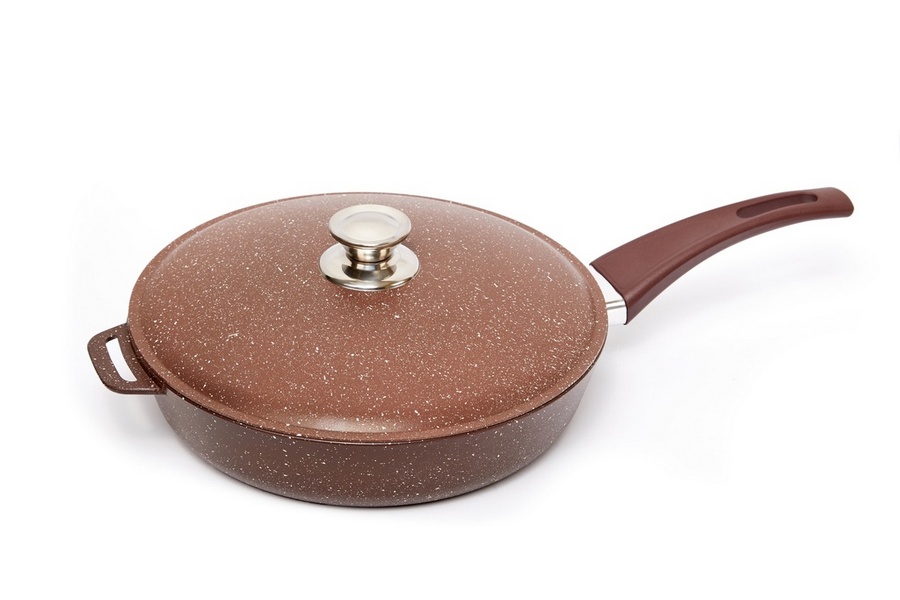 Frying pan with aluminum lid,d. 280 mm