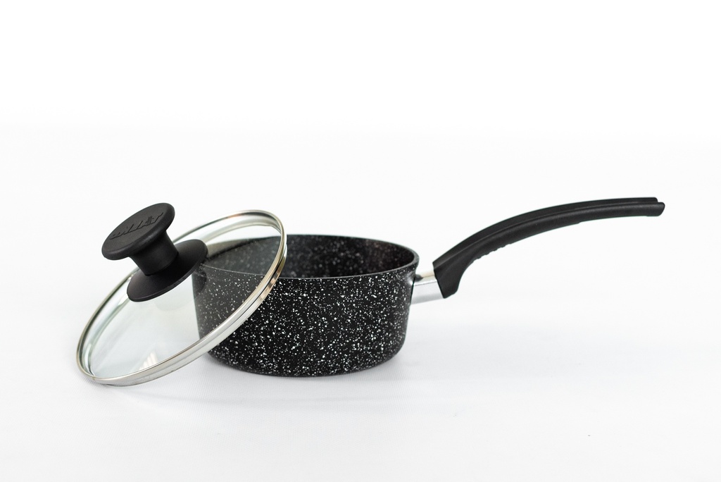 A 1.2 liter saucepan with a non-stick coating and a glass lid АS60163