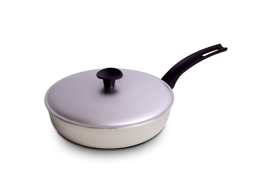[D42241] Pfanne mit geriffeltem Boden und Aluminiumdeckel, Ø 240 mm.