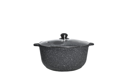 [АS10053] 5L Kochtopf mit Antihaftbeschichtung und Glasdeckel (grauer Granit)