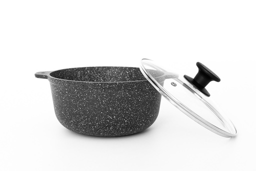 [АS10053] 5L saucepan with non-stick coating and glass lid (gray granite)